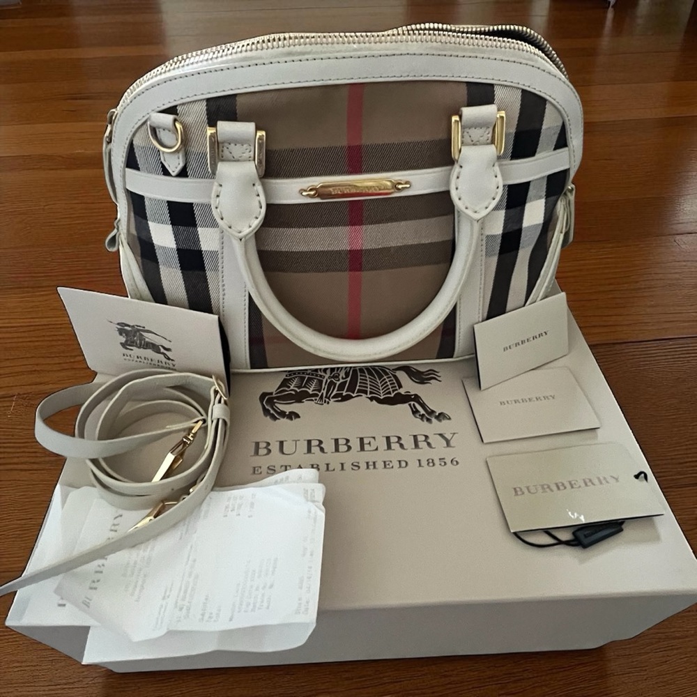 Burberry Beige and Red Checkered Orchard Cross Body Bag